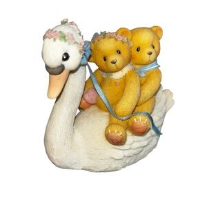 Vintage Cherished Teddies Matt & Vicki & swan  1998